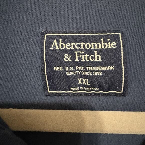 Abercrombie & Fitch Muscle Polo Shirt Mens XXL Blue Embroidered Large Moose Y2K - Picture 3 of 7